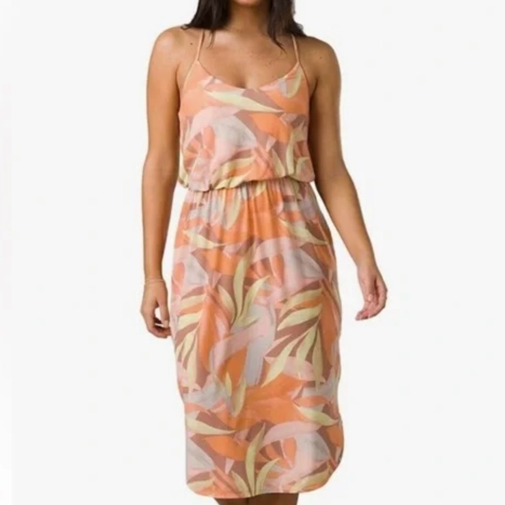 NWT prAna Ayla Dress Solstice Tropics Print Racerback Midi Size Medium